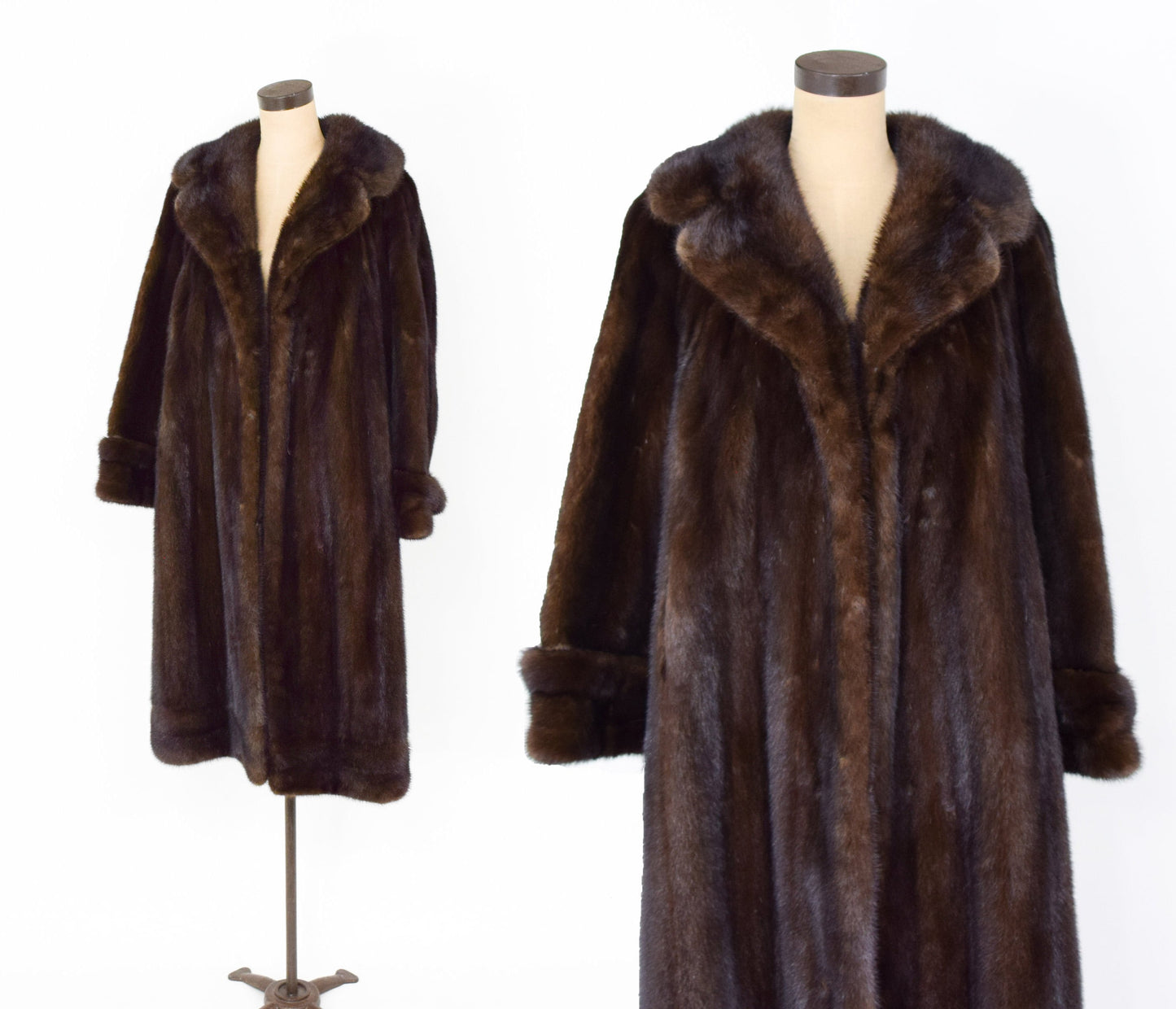 1950s Brown Mink Coat | 50s Dark Brown Mink Coat | Full Length Mink Coat | John Bros. N.Y. | Large