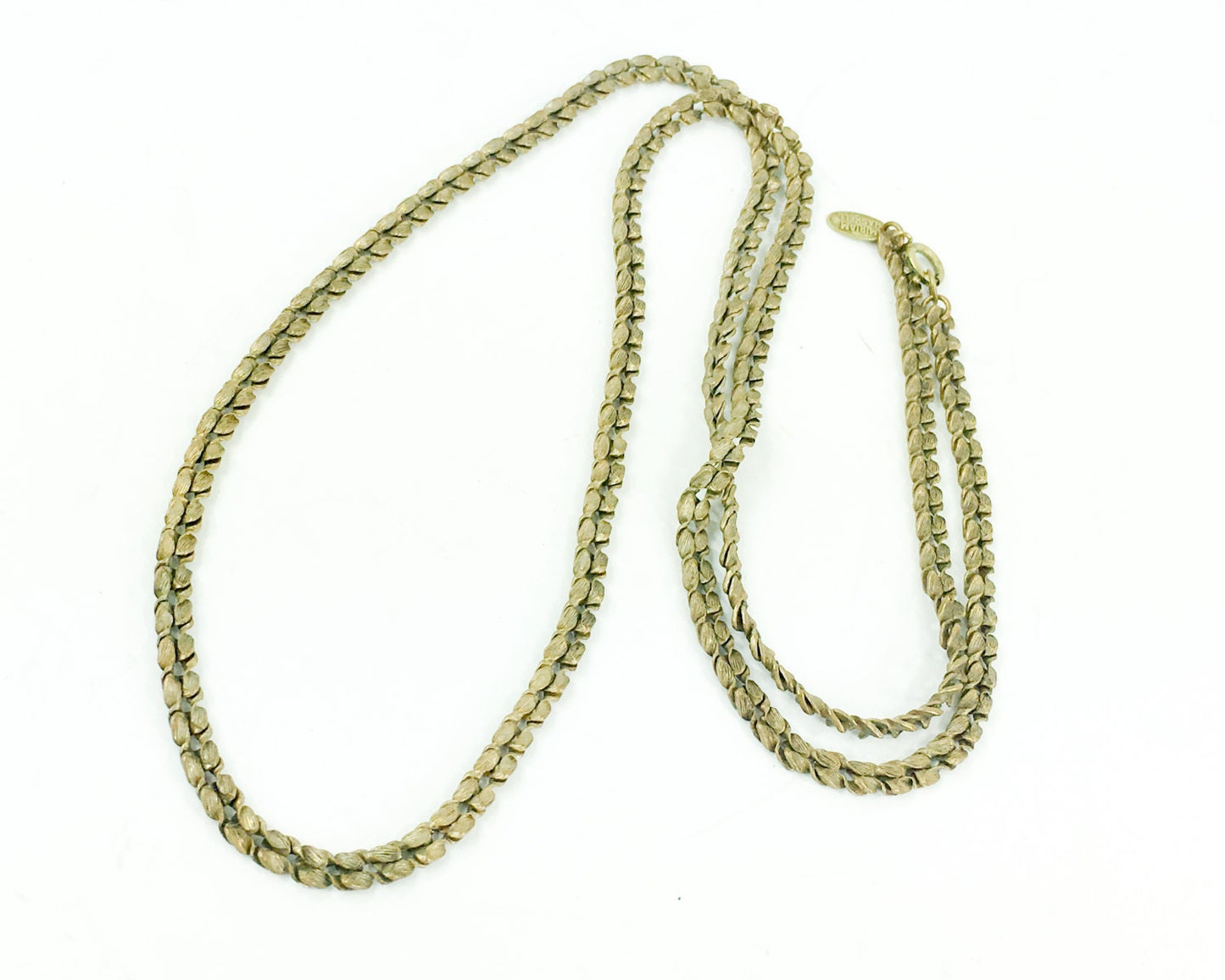 Miriam Haskell 1940s Bronze Rope Chain Necklace | 36" Vintage Jewelry