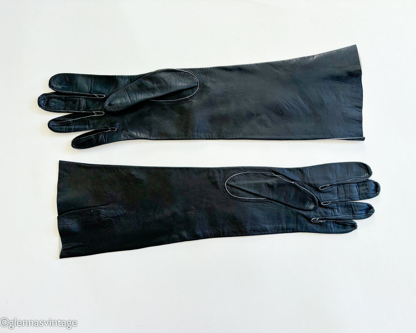 1950s Black Leather Opera Gloves, Small