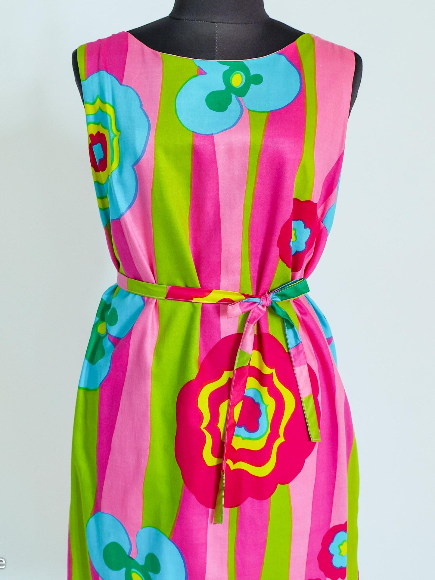 1960s Colorful Print Mini Dress
