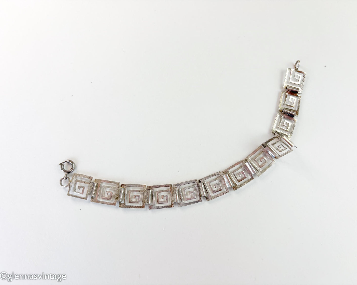 Sterling Silver Greek Key Bracelet, Meander Pattern Bracelet 7 Inch