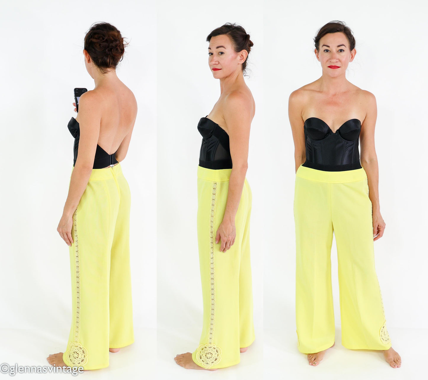 1960s Yellow Polyester Top & Pants Set, Large