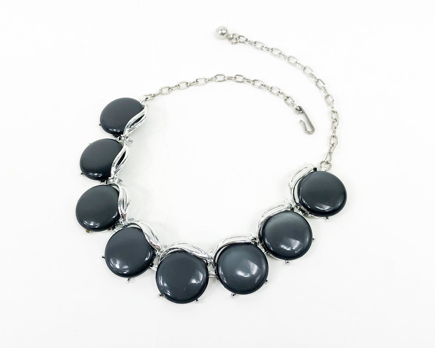 1960s Gray Lucite Circles Necklace | 60s Gray Lucite Circles Choker