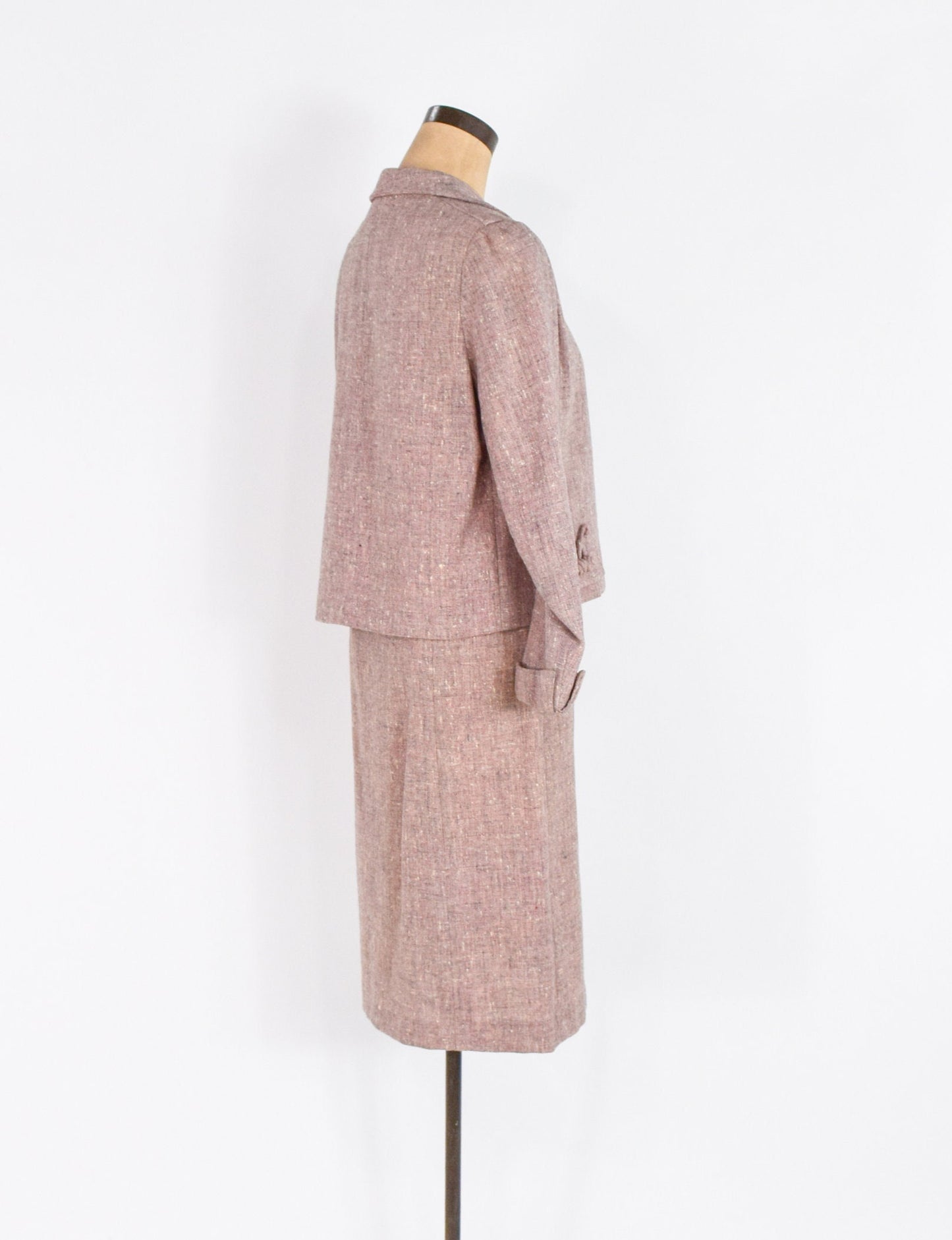 1950s Pink Wool Tweed Suit: A Wilshire Classic, Small