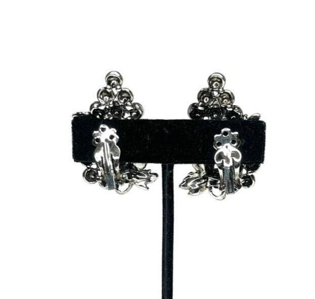 Alice Caviness | 1950s Silver Grapes Earrings | 50s Silver Grape Clip Earrings