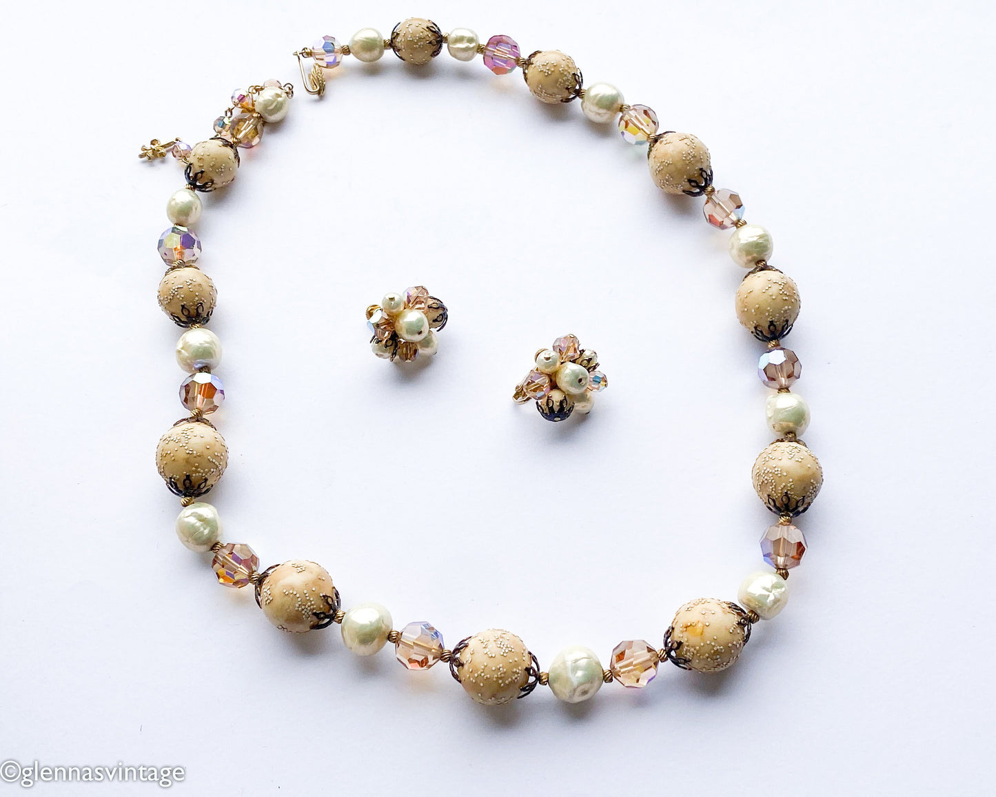 1950s Bead & Crystal Necklace Set, Vendomé Jewelry Set