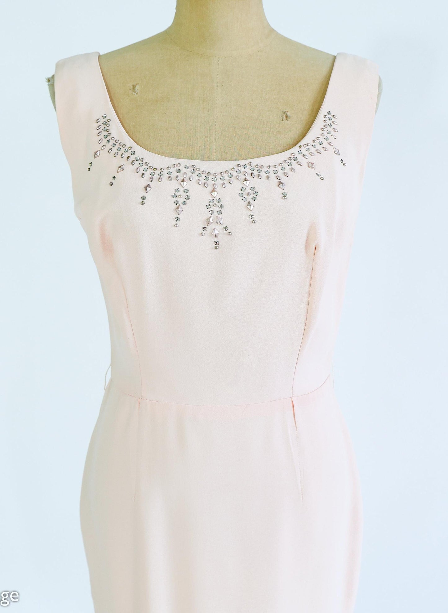 1960s Pink Rhinestone Sleeveless Dress, Medium