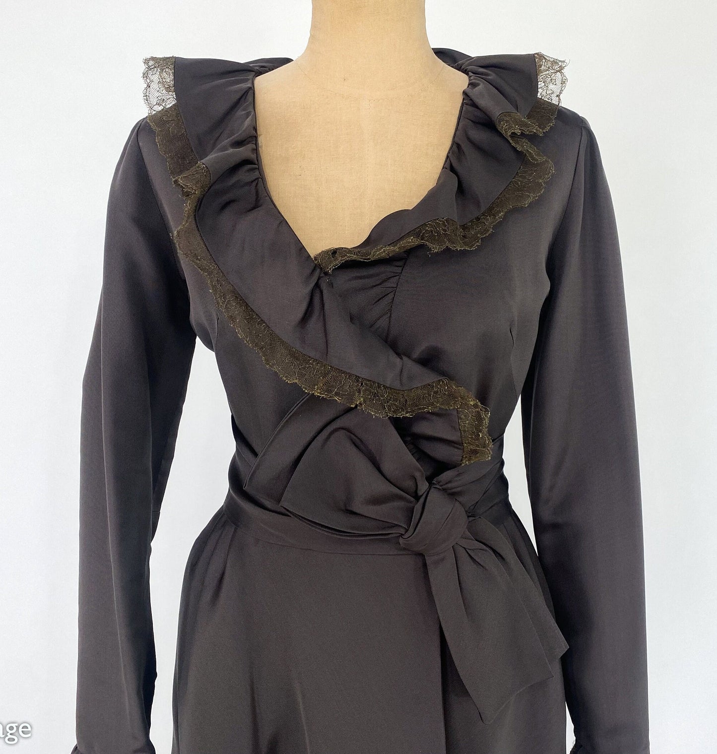 1950s Brown Silk Satin Cocktail Dress, Chester Weinberg, Medium