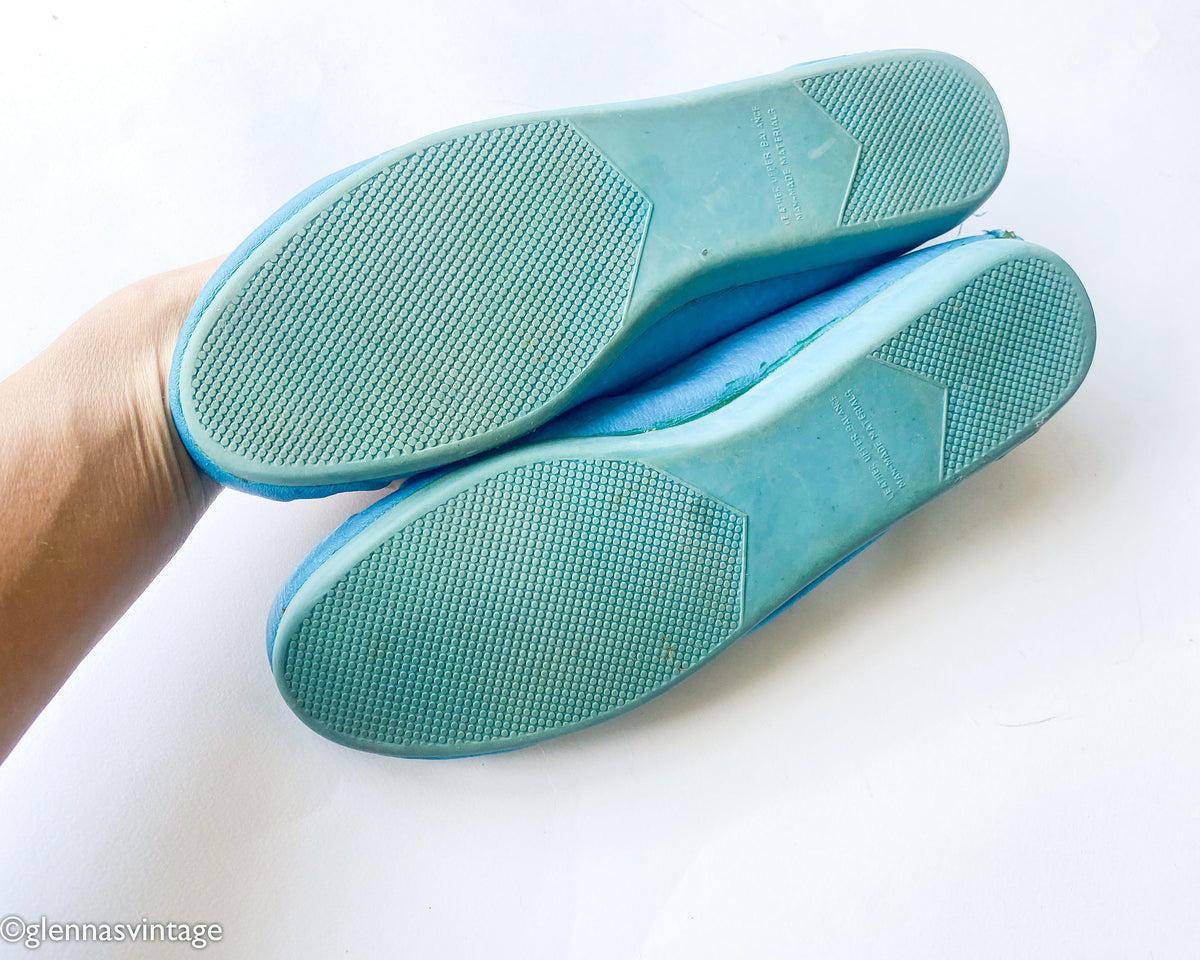 1980s Candie's Turquoise Suede Loafers | Moccasin Style | US 8.5