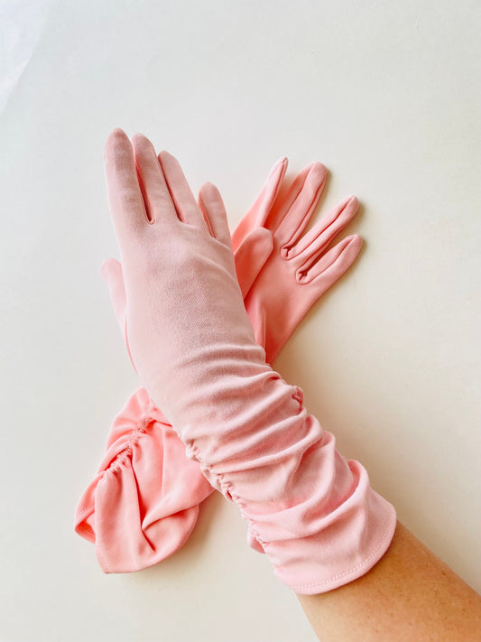1960s Long Pink Evening Gloves, Size 6