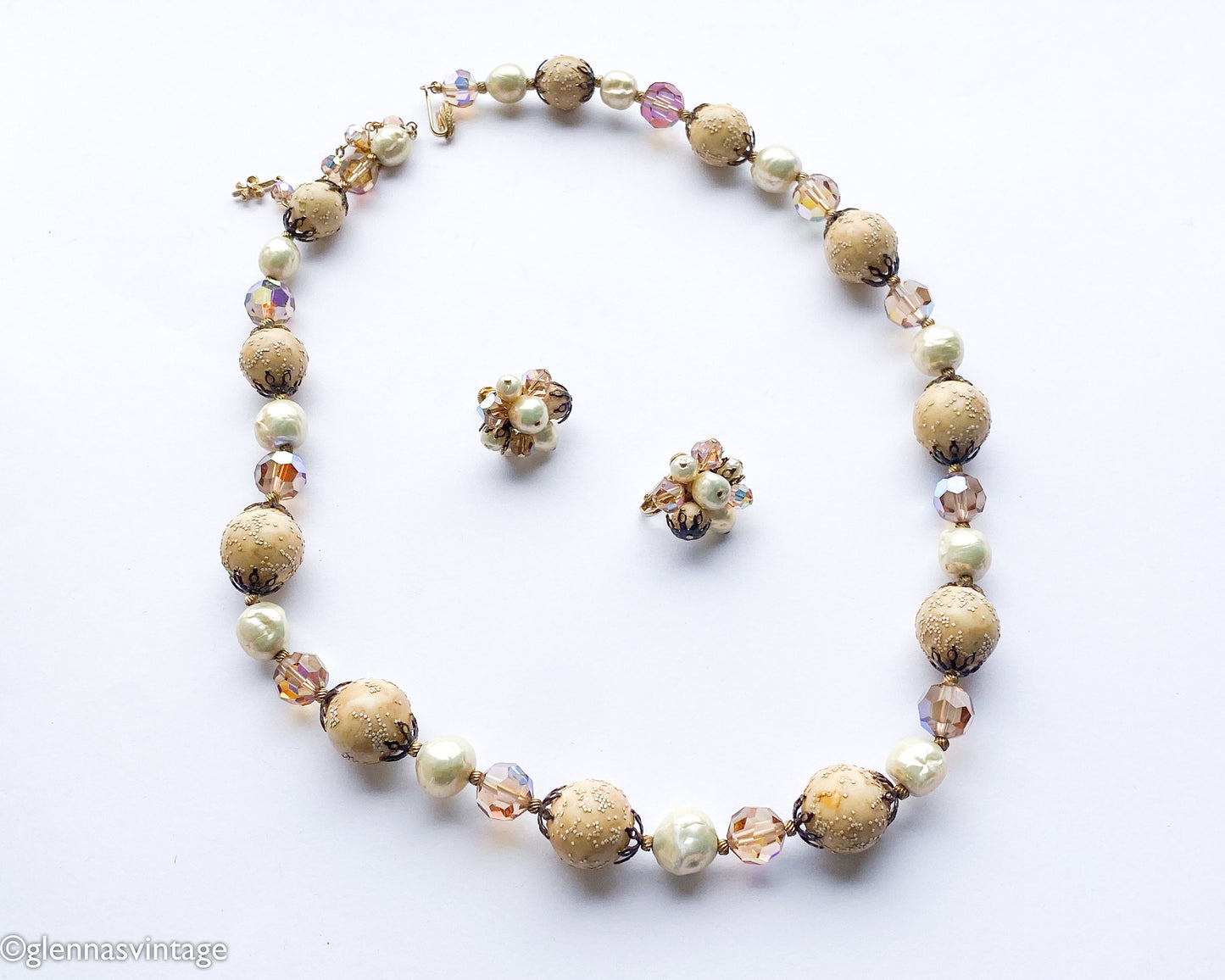 1950s Bead & Crystal Necklace Set, Vendomé Jewelry Set