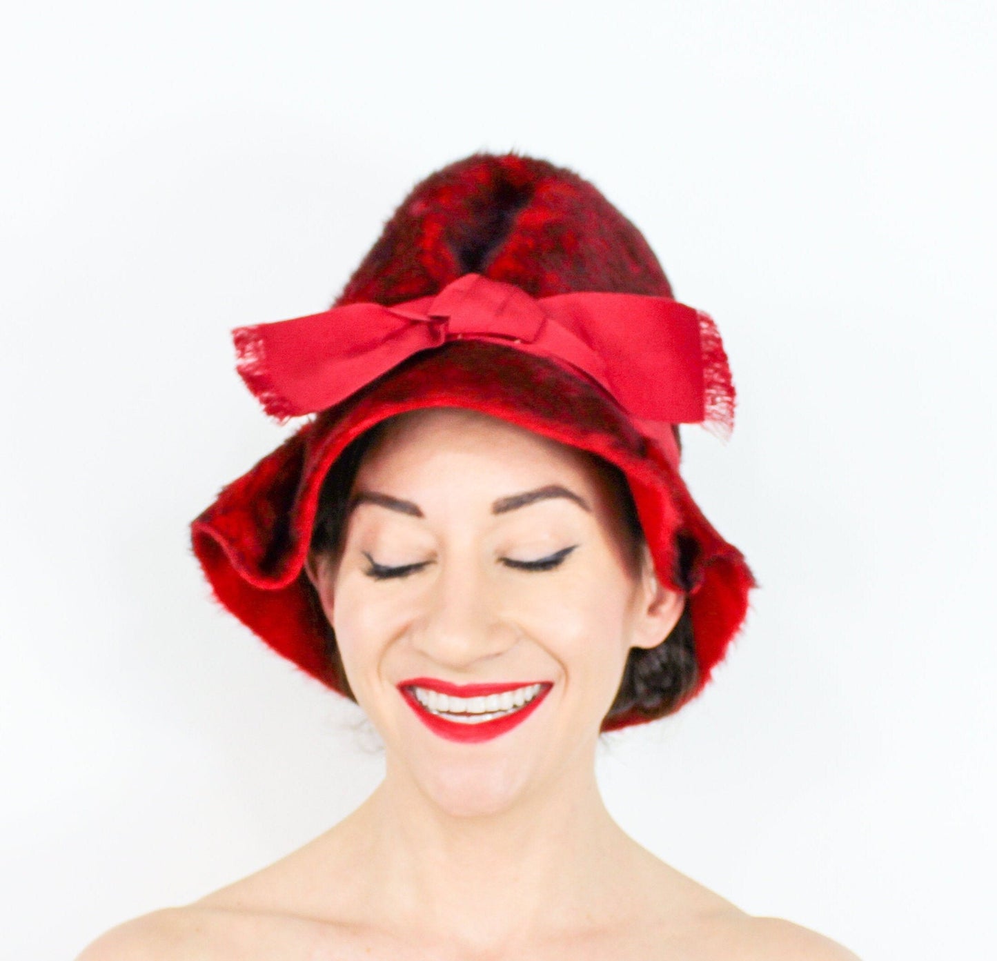 1960s Red Mohair Hat,  Mr John Jr