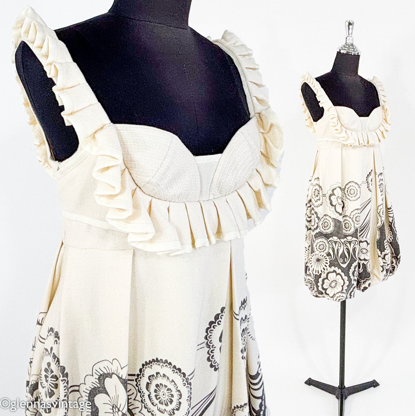 1990s White Wool Sleeveless Dress Sundress, Small