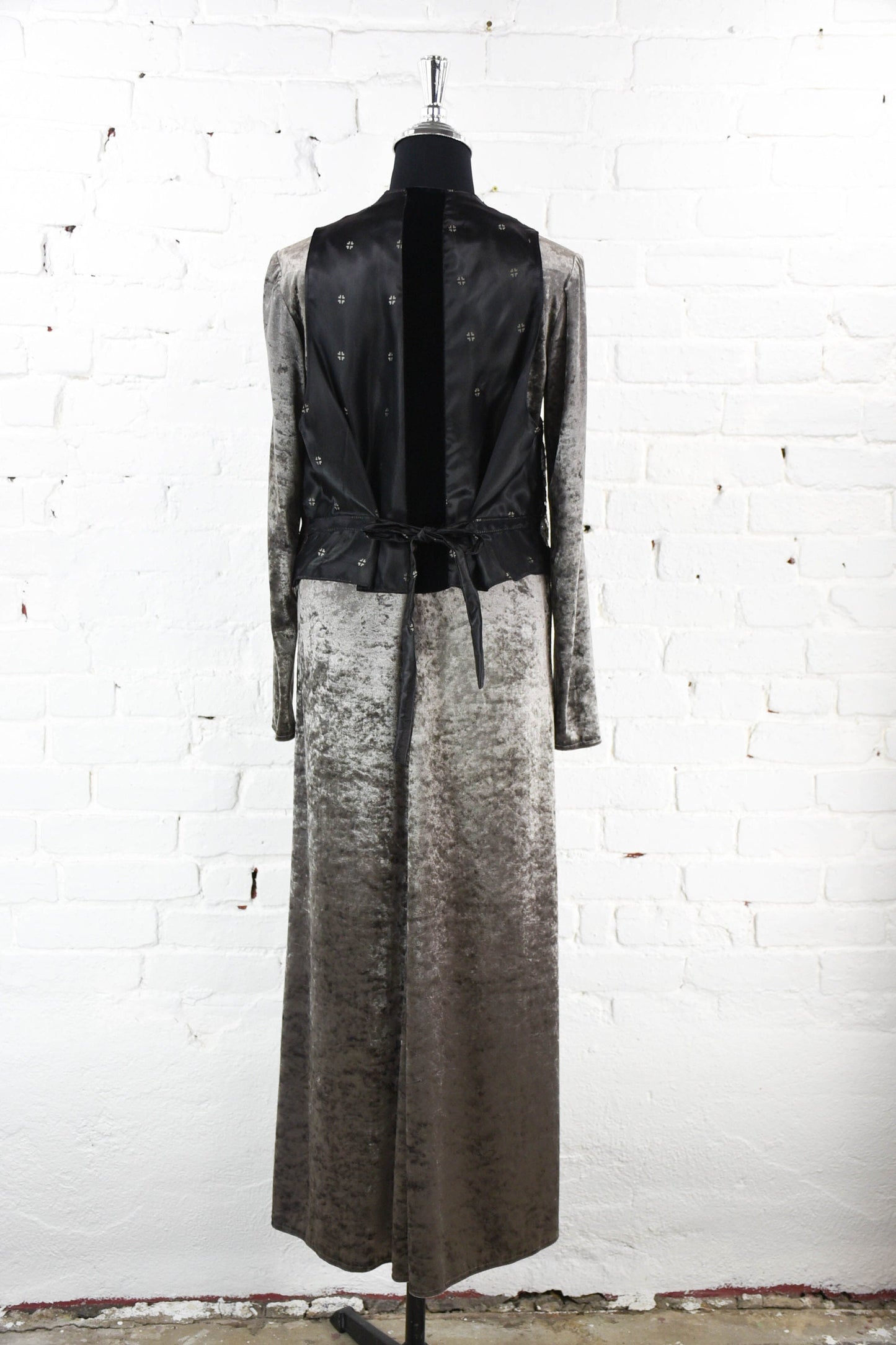 1980s Velvet Maxi Dress & Handmade Vest Set | BoHo, Medium