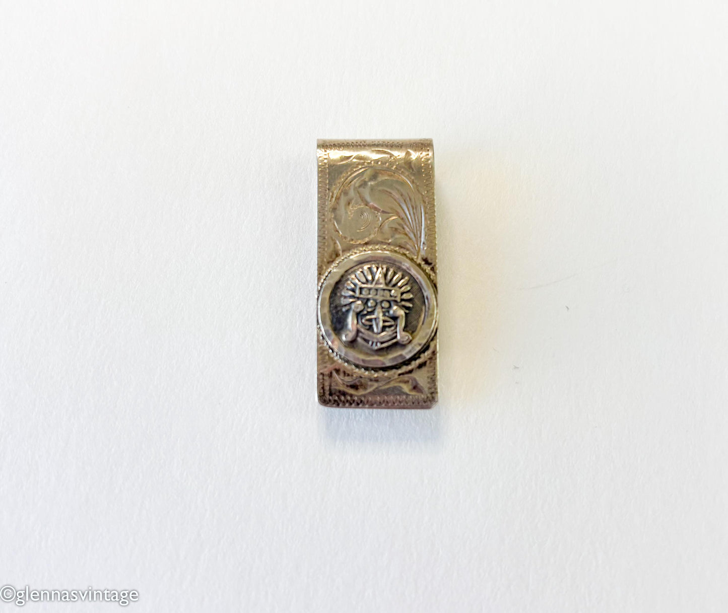 1950s Mexican Silver Money Clip | Aztec Mask Emblem