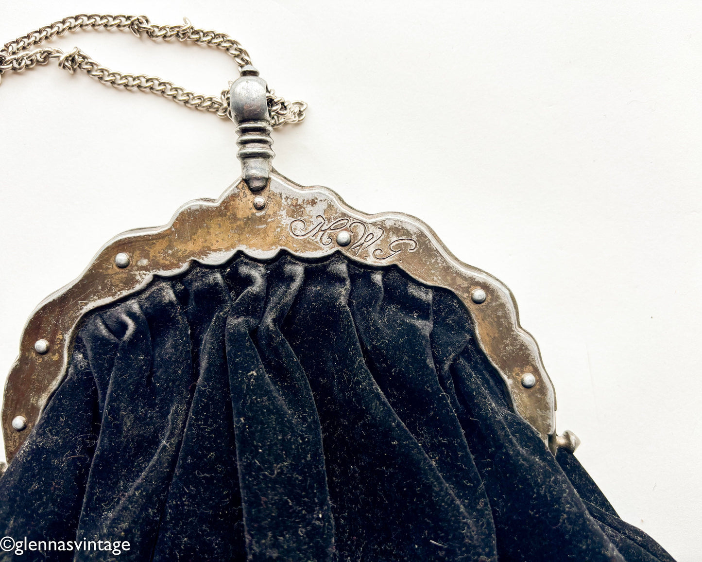 1940s Black Evening Bag | Black Cotton Velvet Handbag | MWG