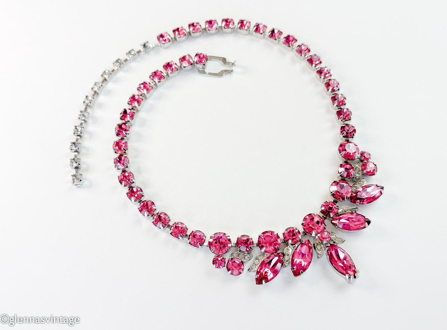 1950s Pink Rhinestone Choker Eisenberg Jewelry