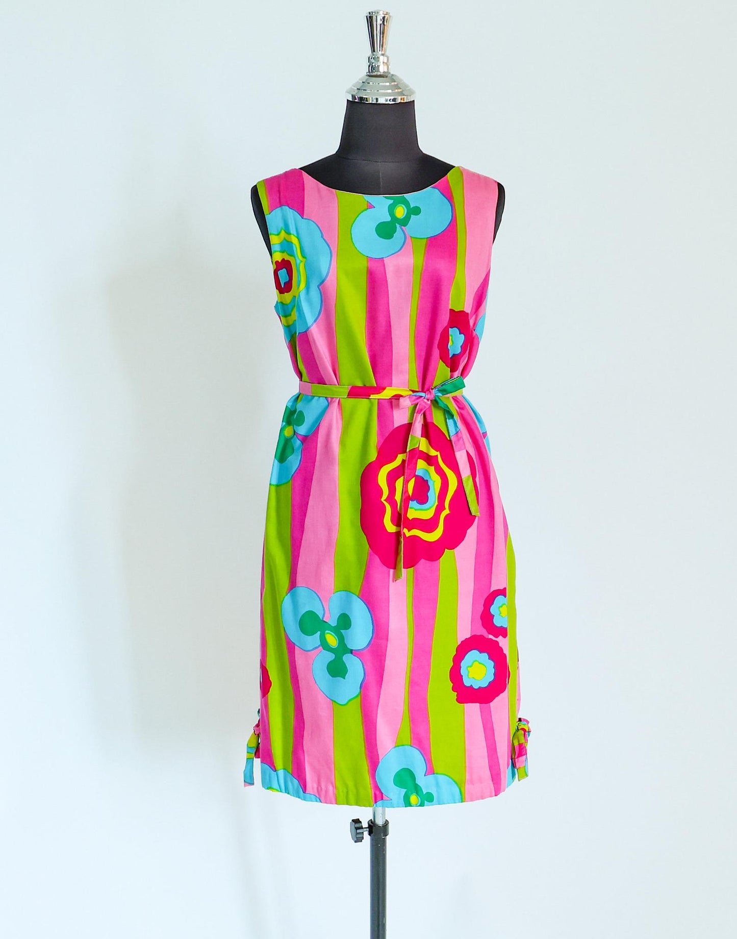1960s Colorful Print Mini Dress