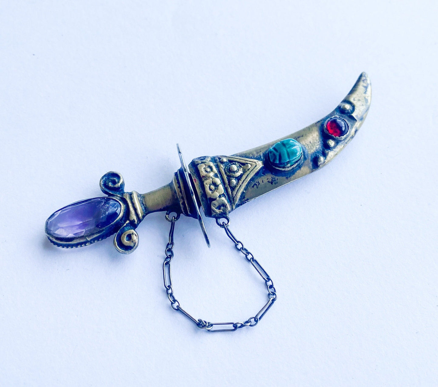 1930s Sterling Sword Dagger & Scabbard Pin | 30 s Bronze Scabbard Sword Brooch