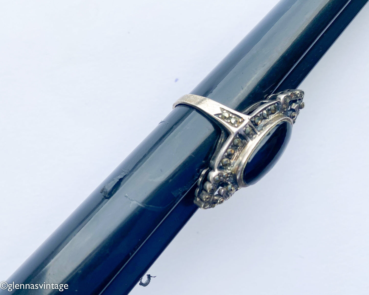 1960s Sterling Silver Marcasite Statement Ring | 7 1/2