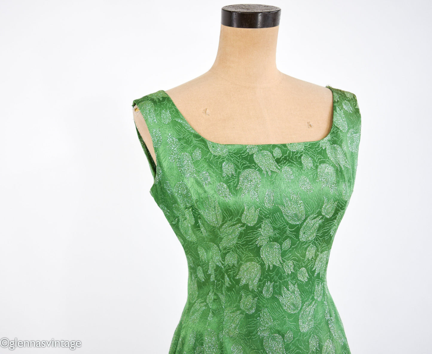 1950s Metallic Green Party Dress, Small