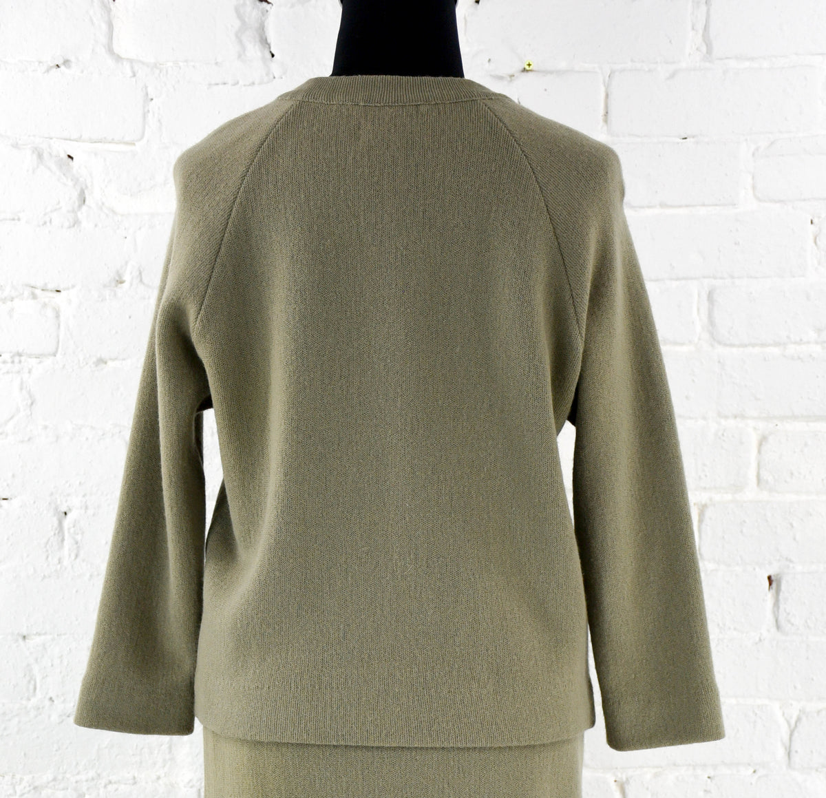1960s Sage Green Wool Knit Skirt Suit: Mohair Blend, Medium