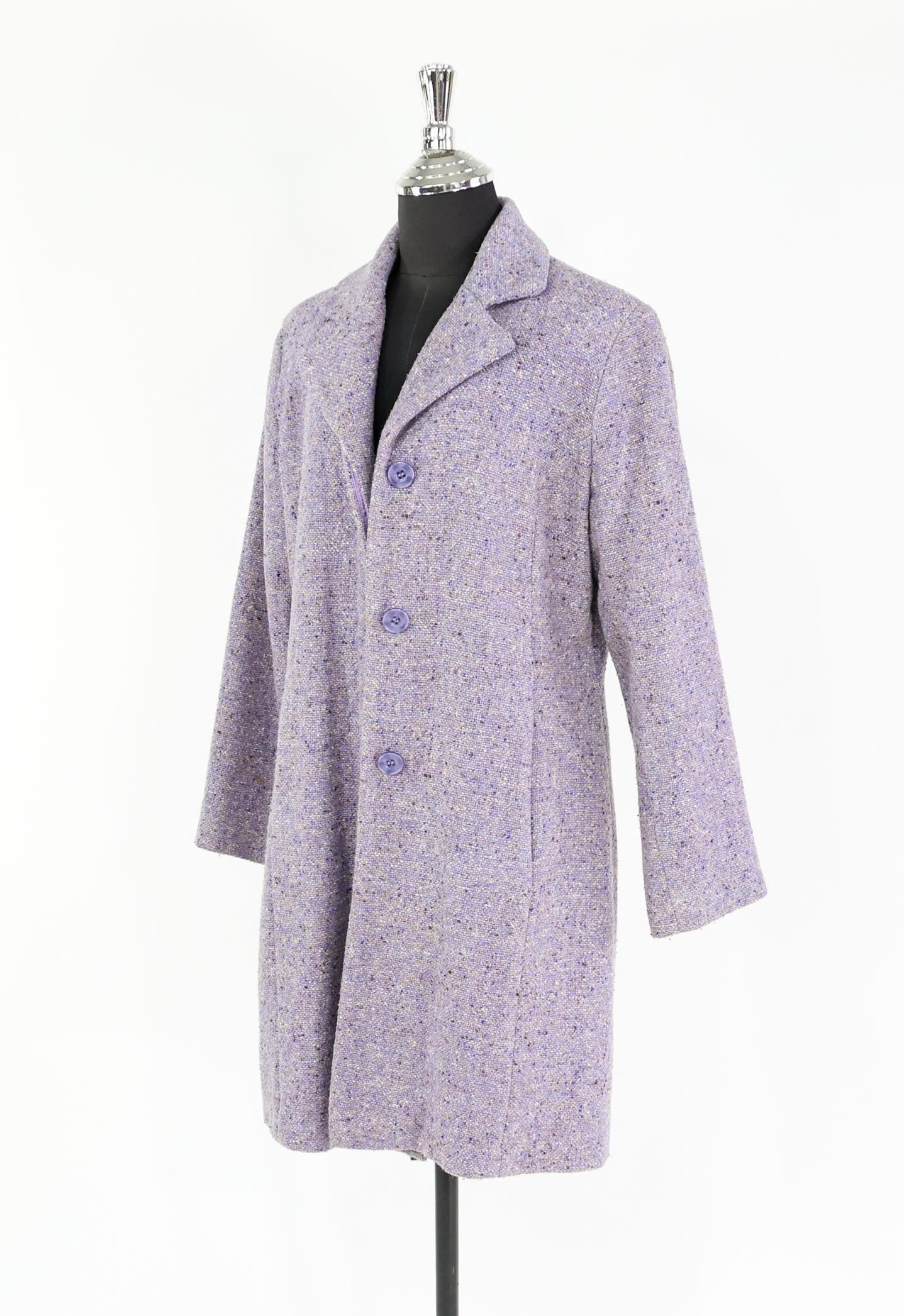 1960s Lavender Purple Wool Coat | 60s Lavender Scottish Wool Coat | Harris Tweed Scotland | Large