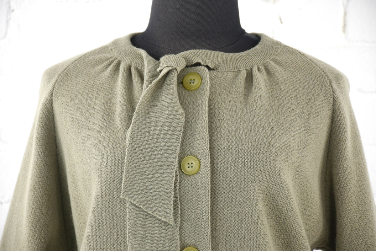 1960s Sage Green Wool Knit Skirt Suit: Mohair Blend, Medium
