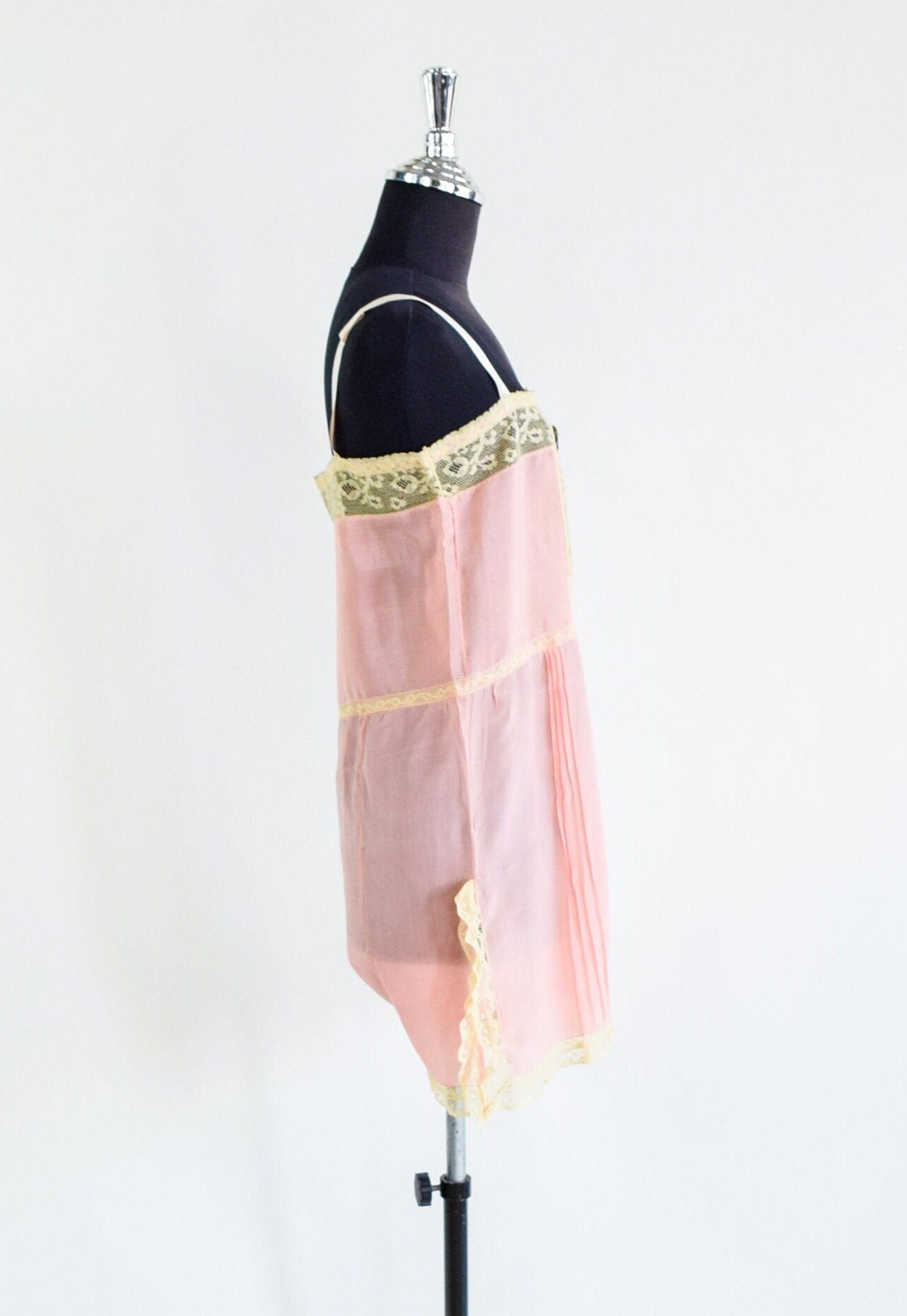 1920s Pink Silk Romper Lingerie, Step In, Extra Small