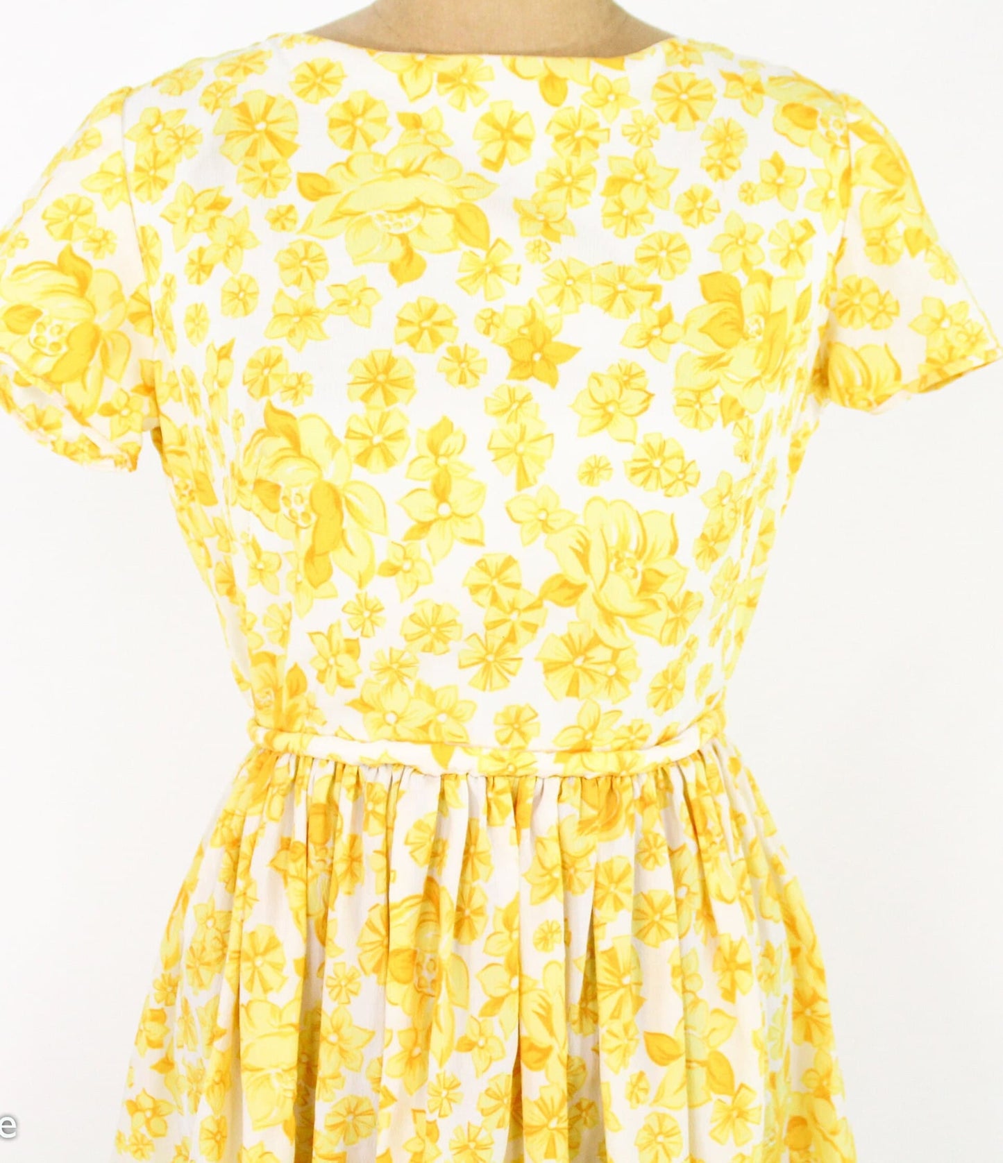 1950s Yellow Floral Day Dress, Small