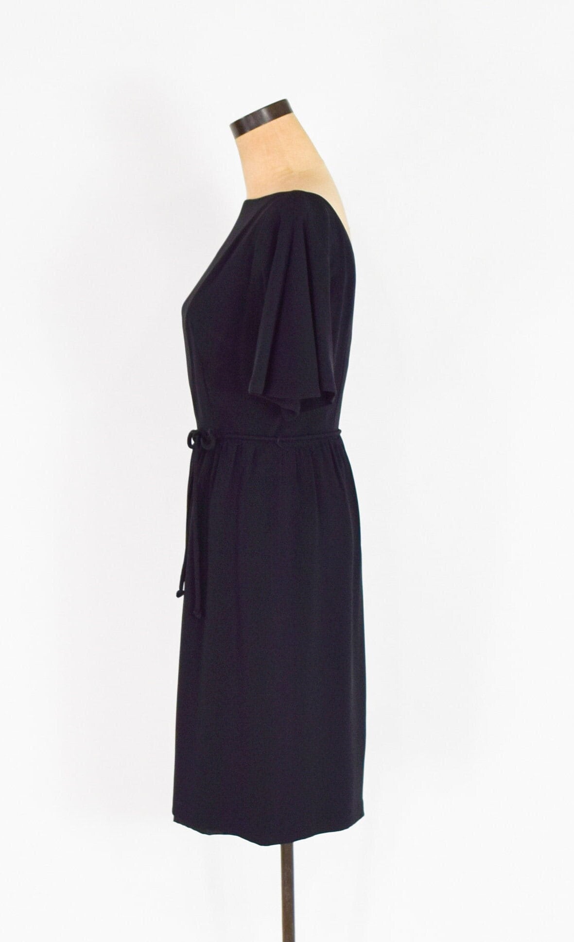 1950s Black Sheath Dress | 50s Little Black Dress | S.Howard Hirsh | Small