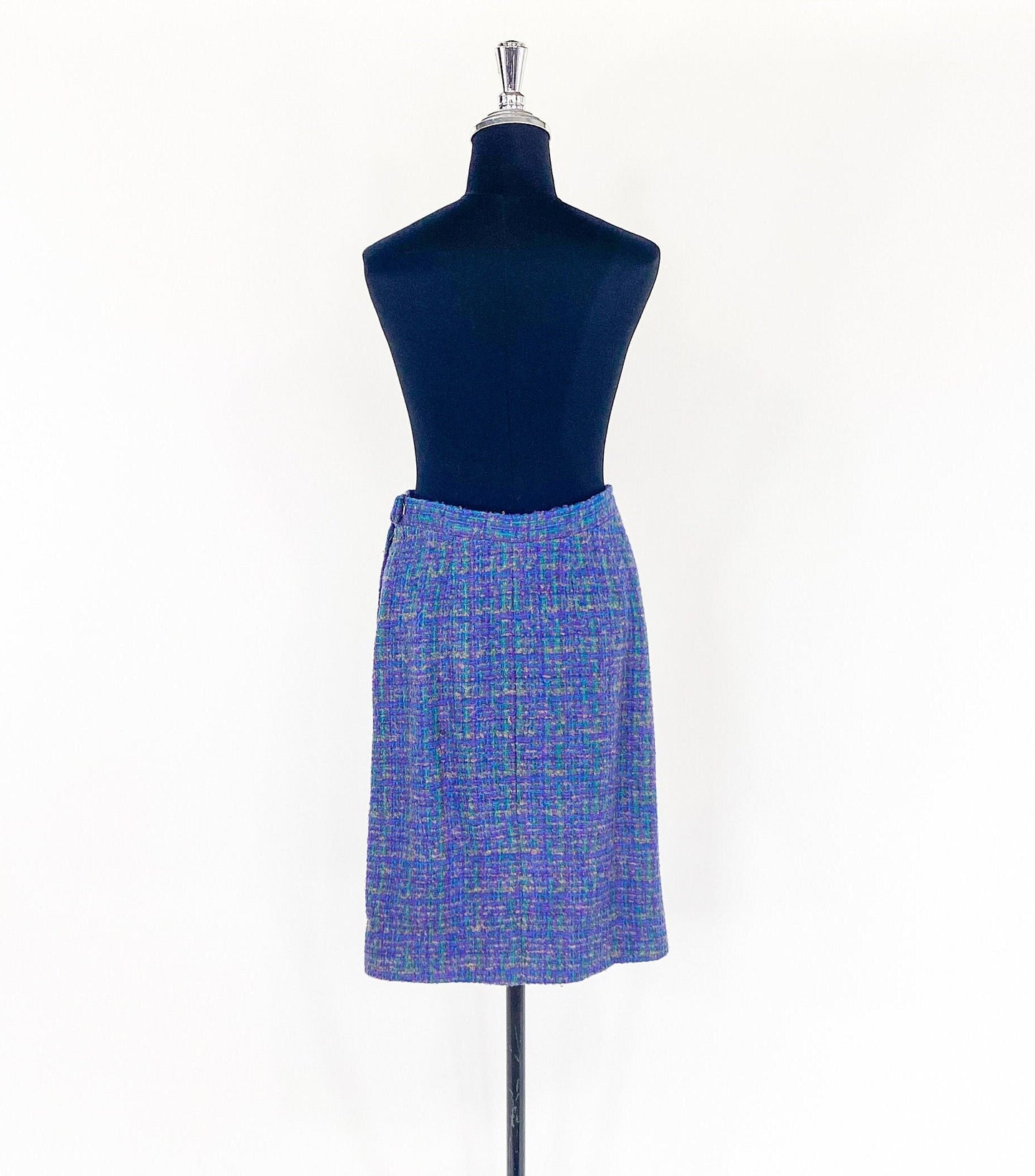 1960s Blue Plaid Wool Suit | 60s Purple Plaid Wool Tweed Suit | Jackie O | Medium