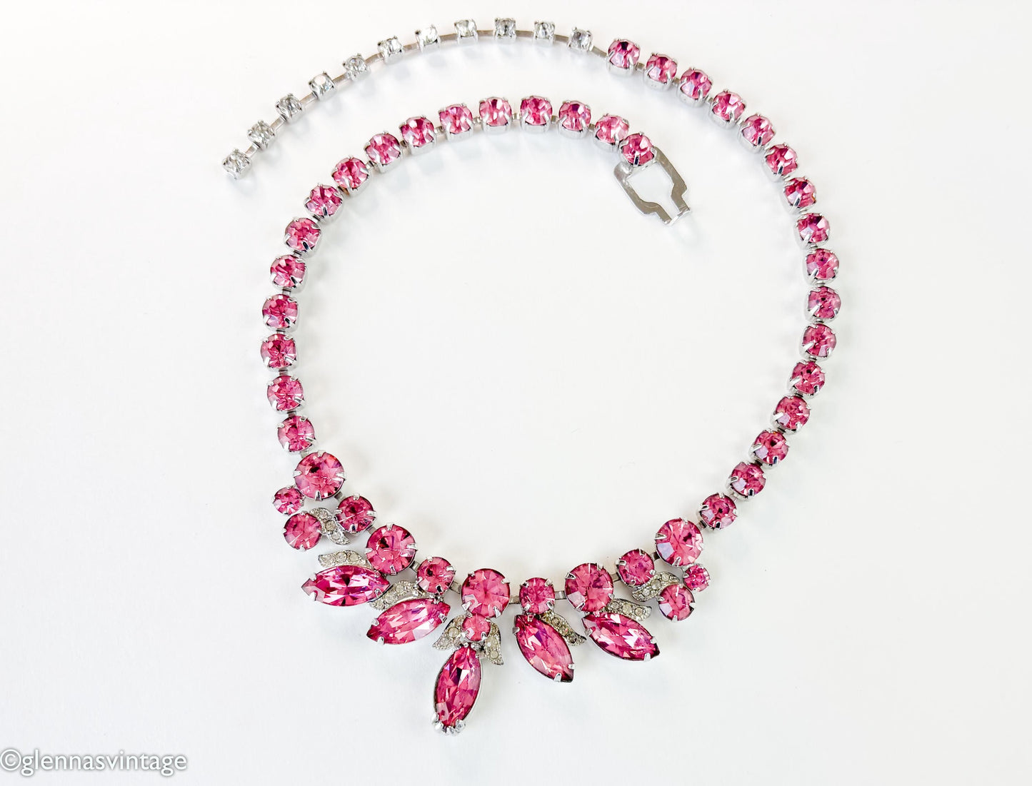 1950s Pink Rhinestone Choker Eisenberg Jewelry