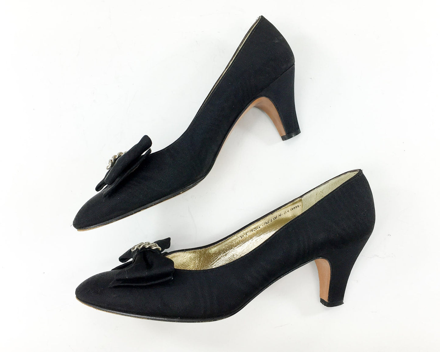 Ferragamo Black Silk Pumps | Black Evening Shoes, Size 6AA