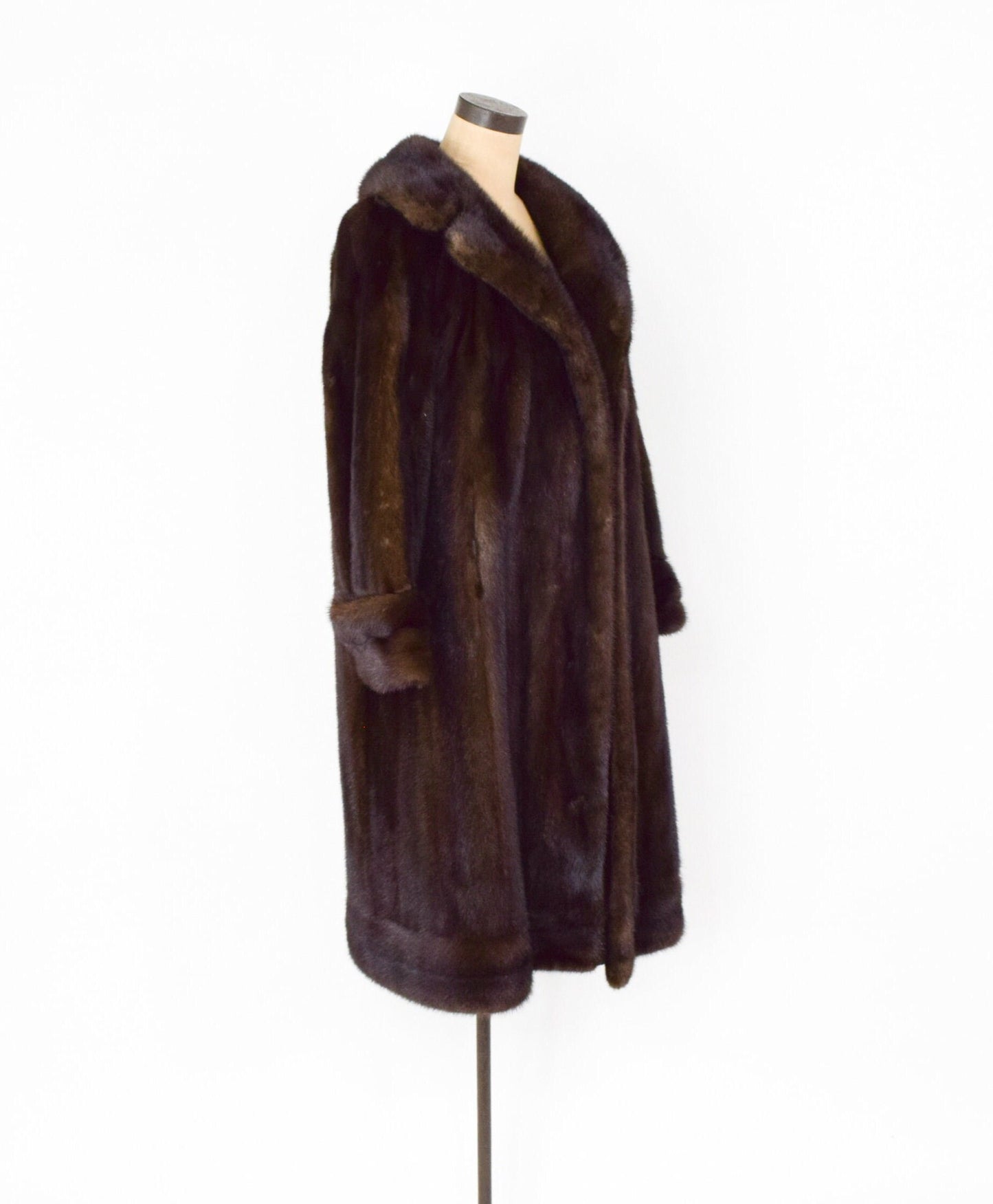 1950s Brown Mink Coat | 50s Dark Brown Mink Coat | Full Length Mink Coat | John Bros. N.Y. | Large