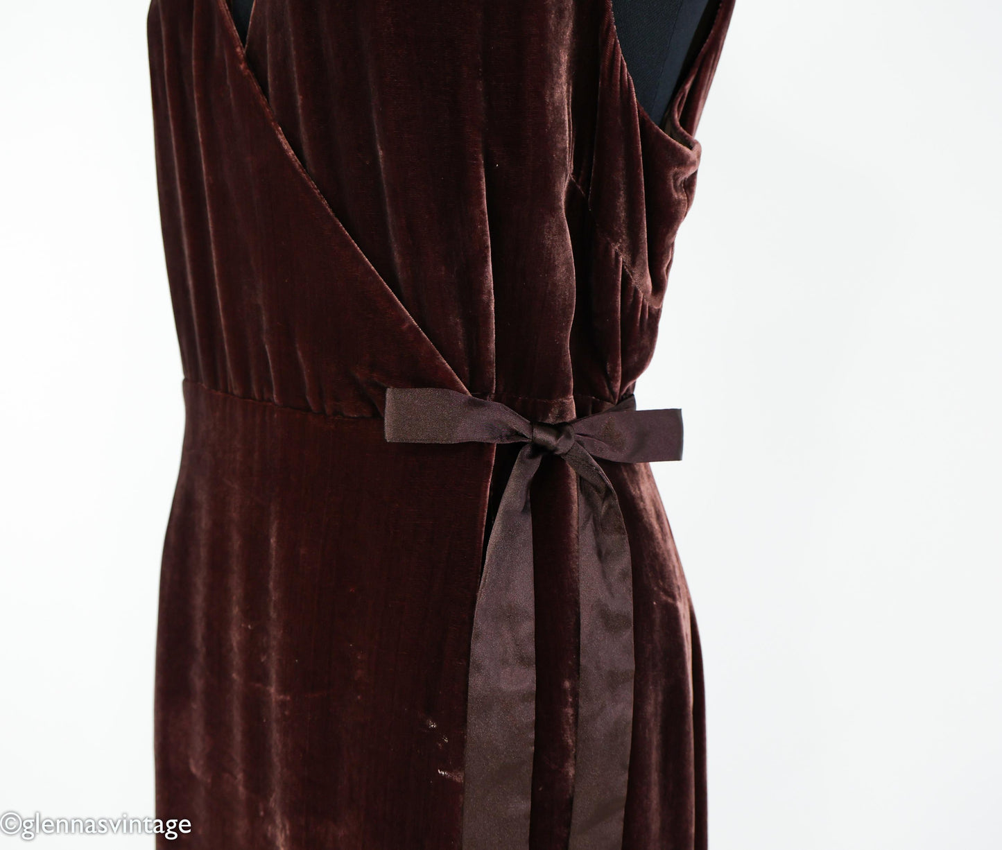 2000s Chocolate Brown Velvet Wrap Dress, Large