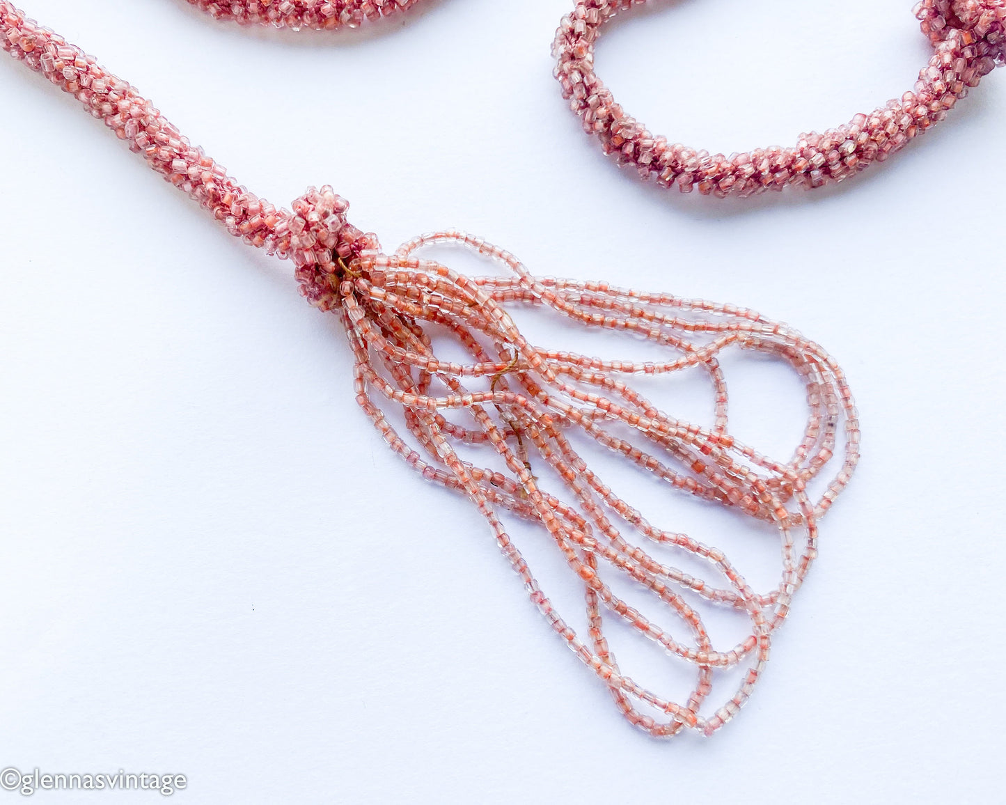 1920s  Pink Glass Bead Necklace | 20s Pink Beads Lariat Necklace | Flapper | Downton Abby | Gatsby