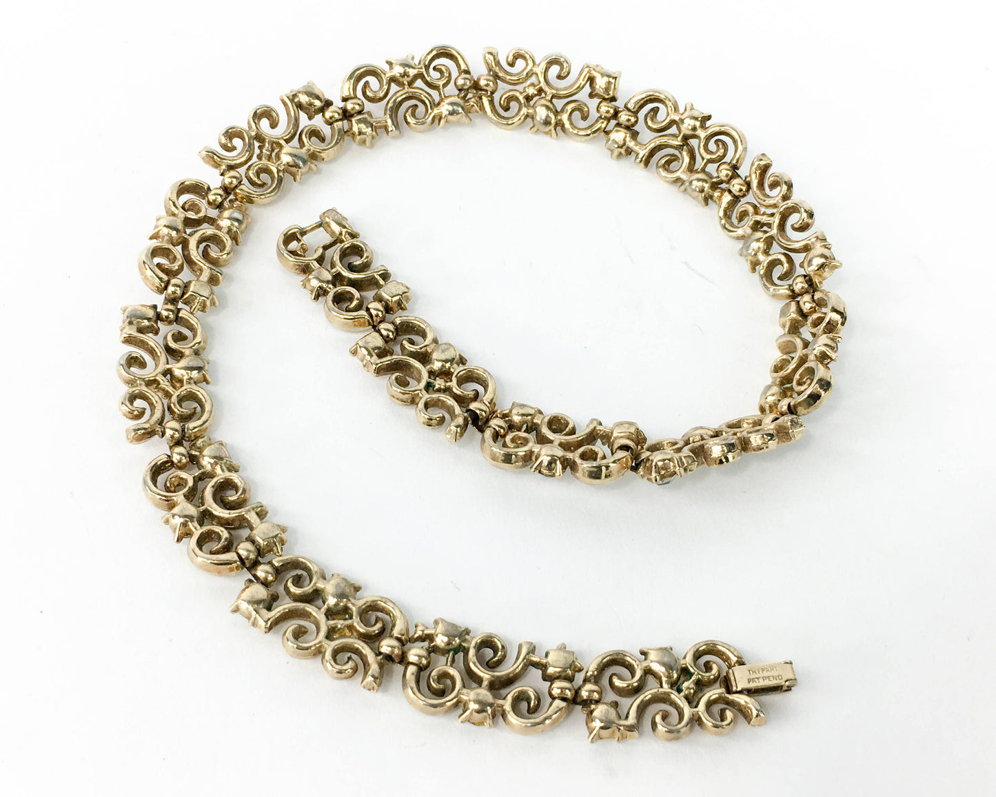Trifari Vintage  Rhinestone Choker | 1950s Gold & Rhinestone Necklace