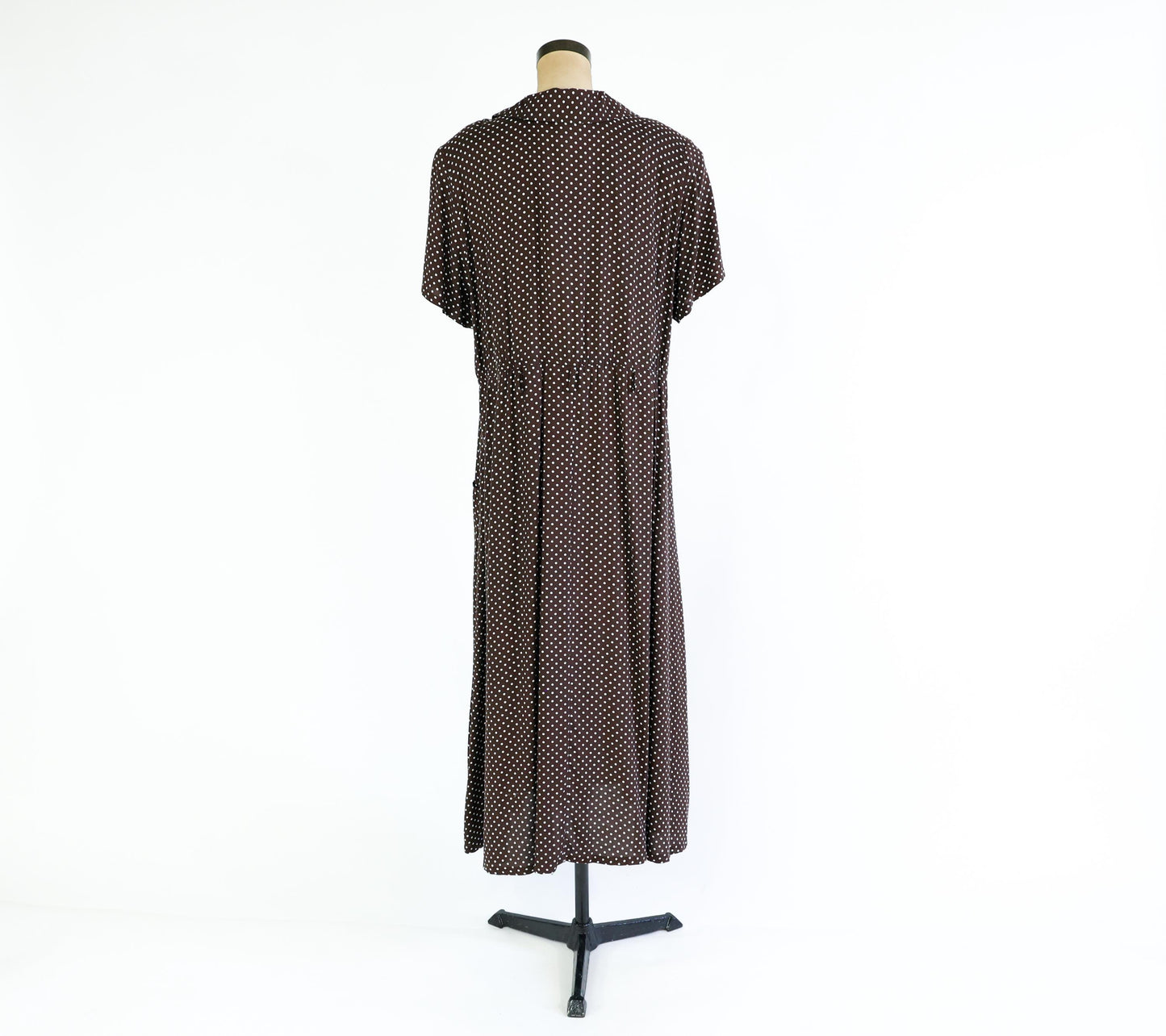 1990s Brown Polka Dot Maxi Dress, Plus Size Size 16W