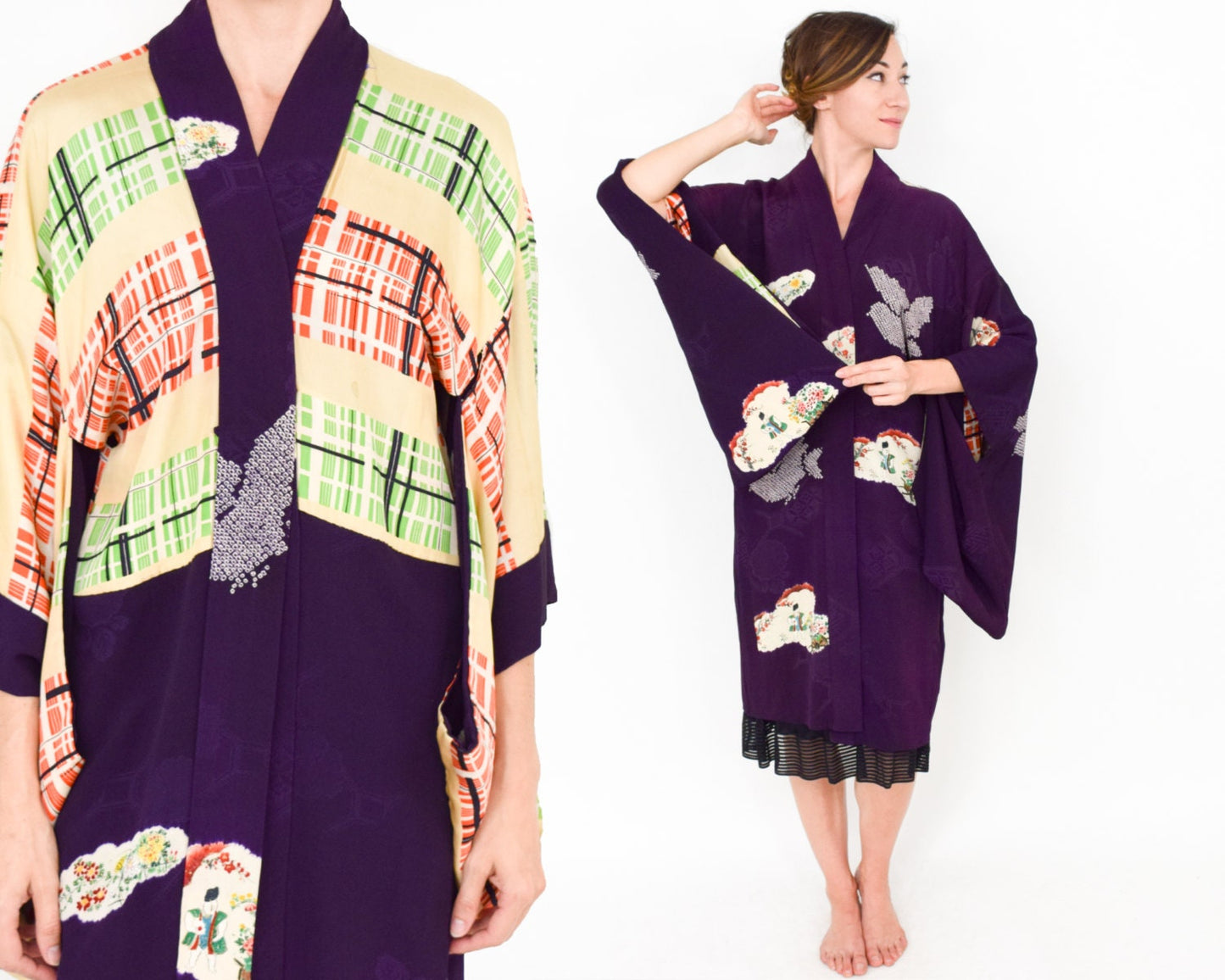 Vintage Purple Silk Haori Kimono Jacket