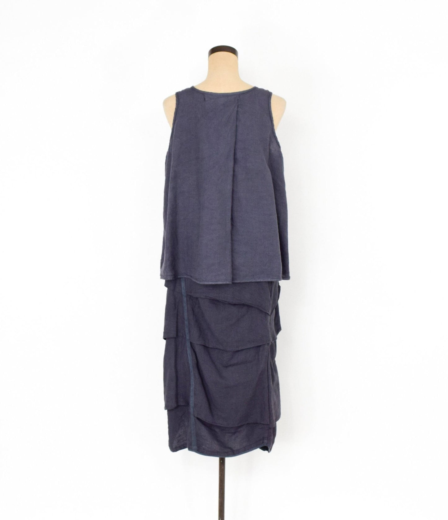 1980s Cynthia Ashby Linen Set | Tiered Skirt & Blouson Top (Medium)