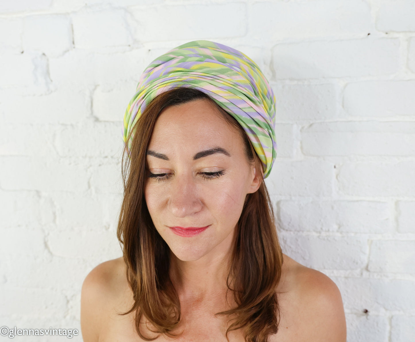 1960s Pastel Striped Turban Hat