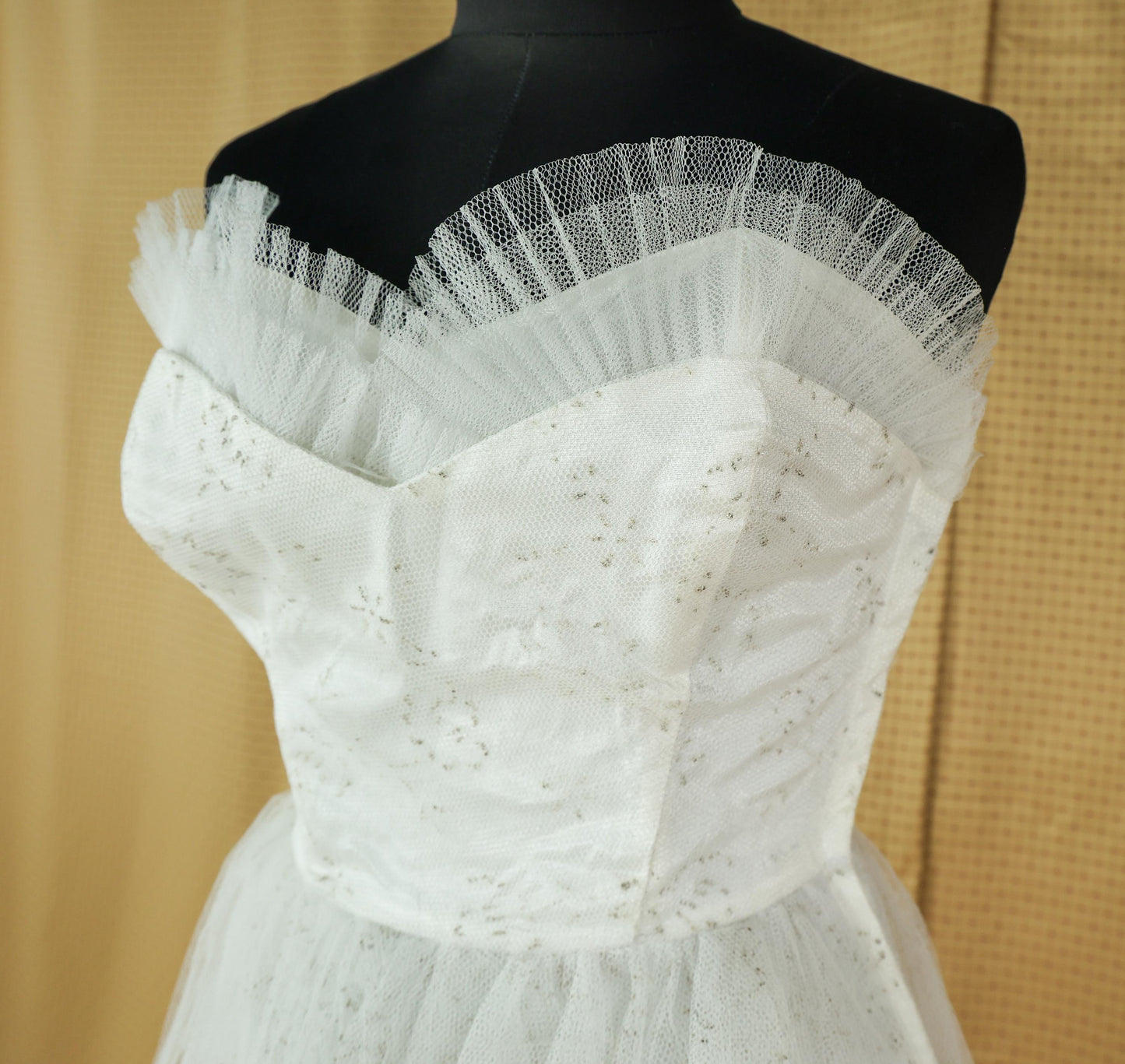 1940s White Tulle Evening Dress, Wedding Gown , XS