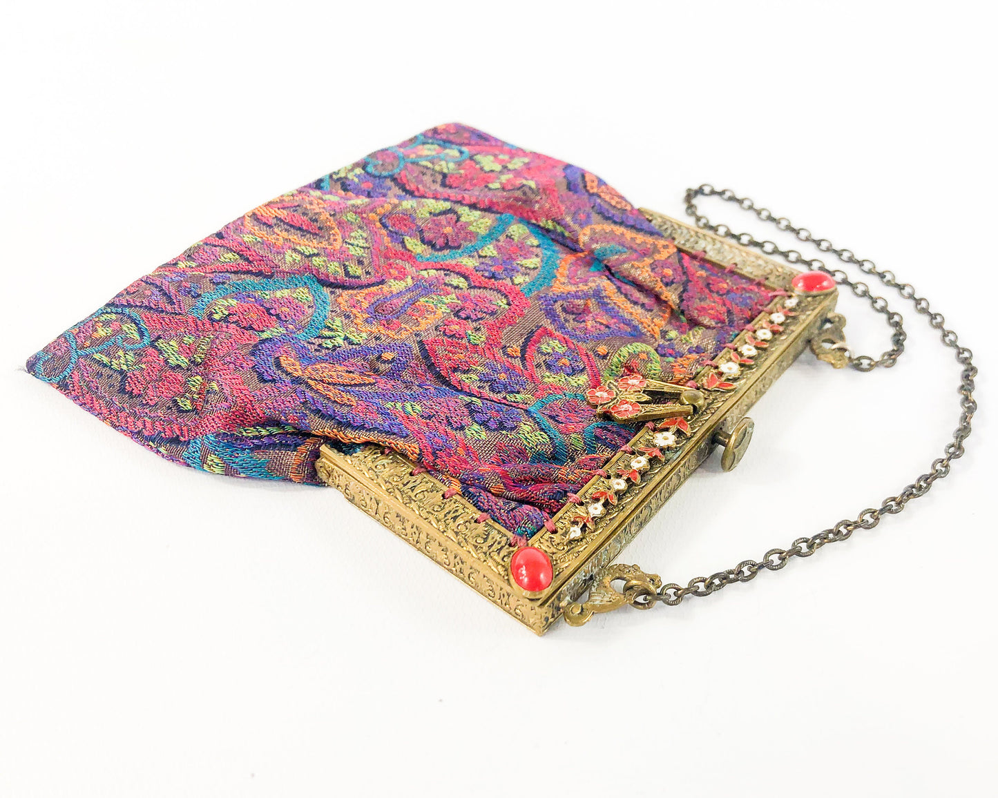 1900s Tapestry Evening Purse | Silk Tapestry Handbag | Downton Abby