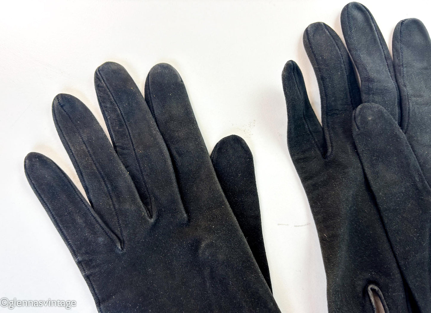 Hermès Black Suede Gloves, Size 7