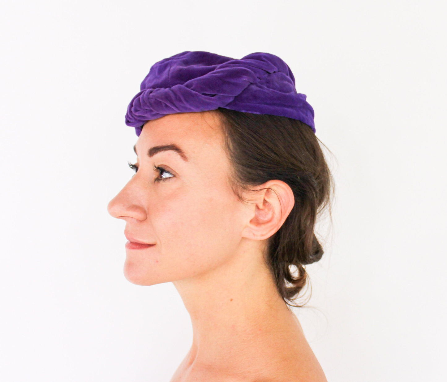 1920s Purple Silk Velvet Beret