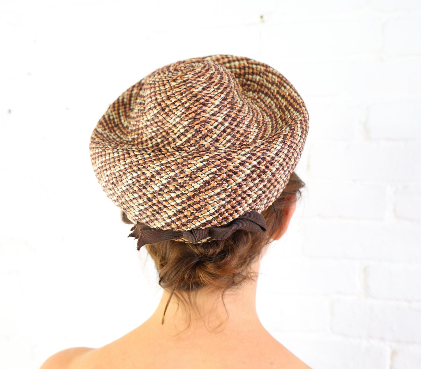 1950s Tweed Woven Straw Hat