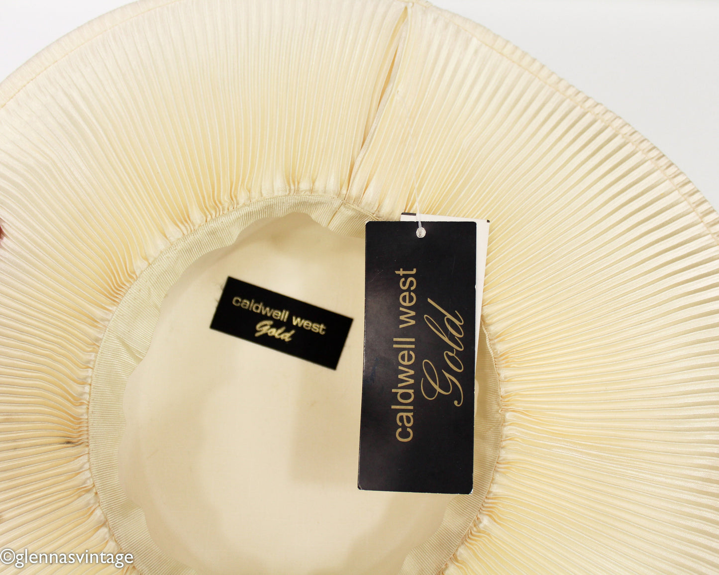 1980s Creme White  Satin Platter Hat with Bow