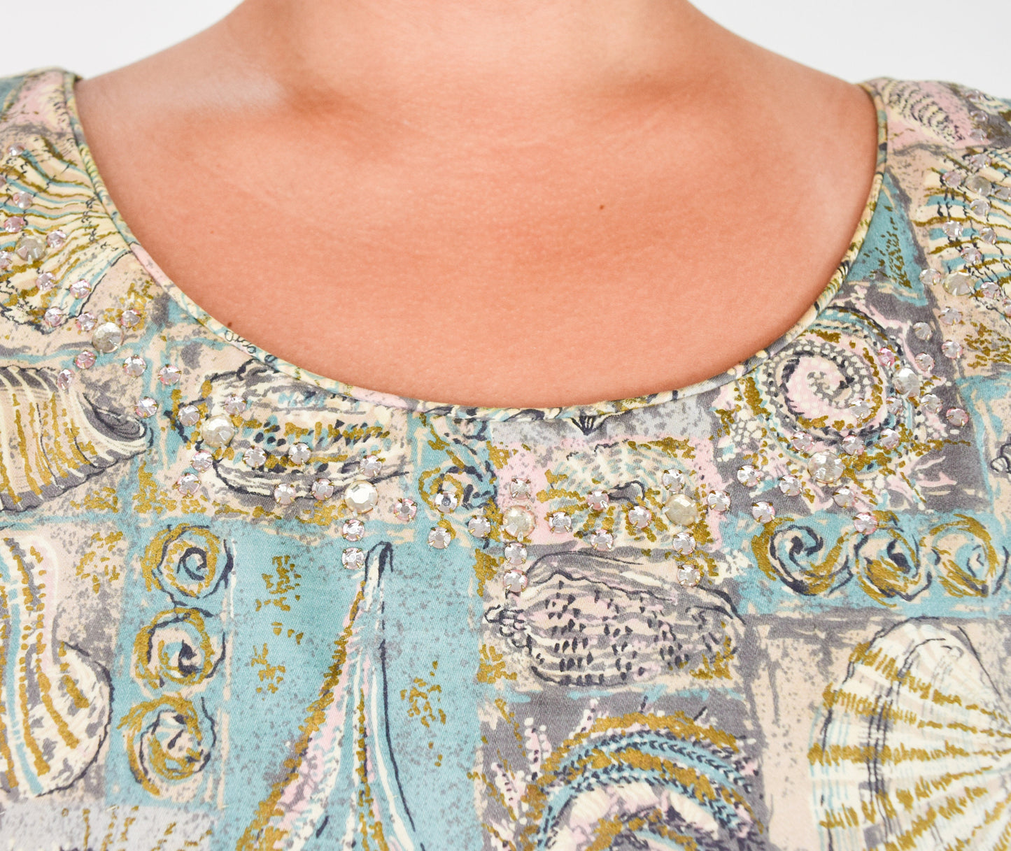 1950s Seashell Tiki Print Summer Dress, Large