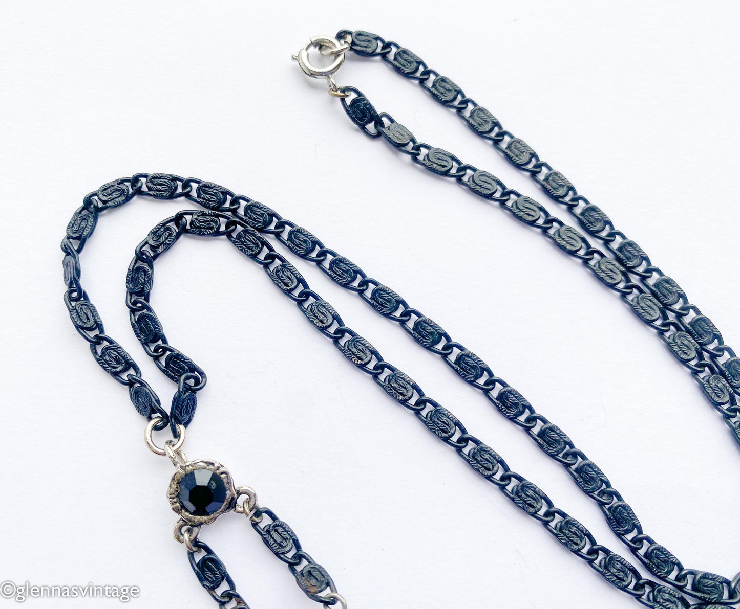 1950s Black Bolo Necklace | Vintage Rhinestone Pendant